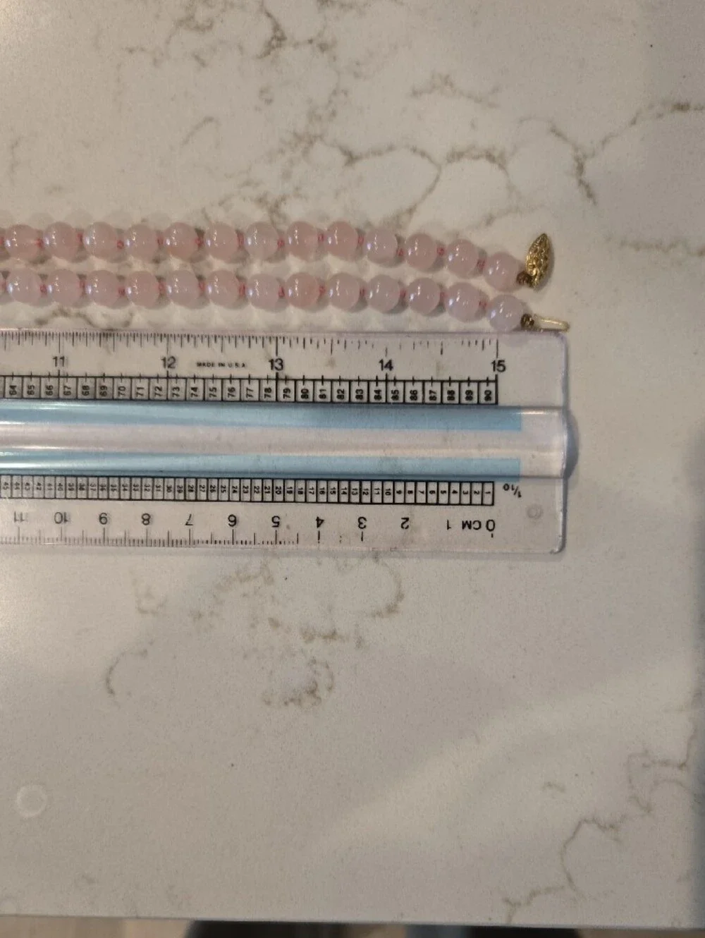 Elegant Pink Beaded Necklace with 14K Gold Accents